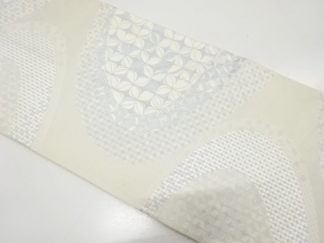 アンティーク　流水に花七宝模様織り出し袋帯（材料）